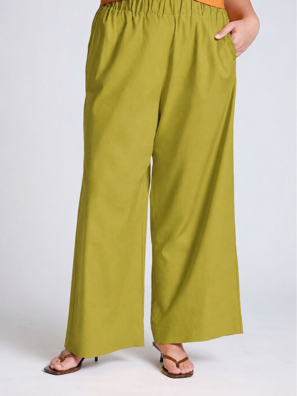 Coastal Grandma | Preppy | Lime Colored Wide Leg Linen Pants | Size 20 |